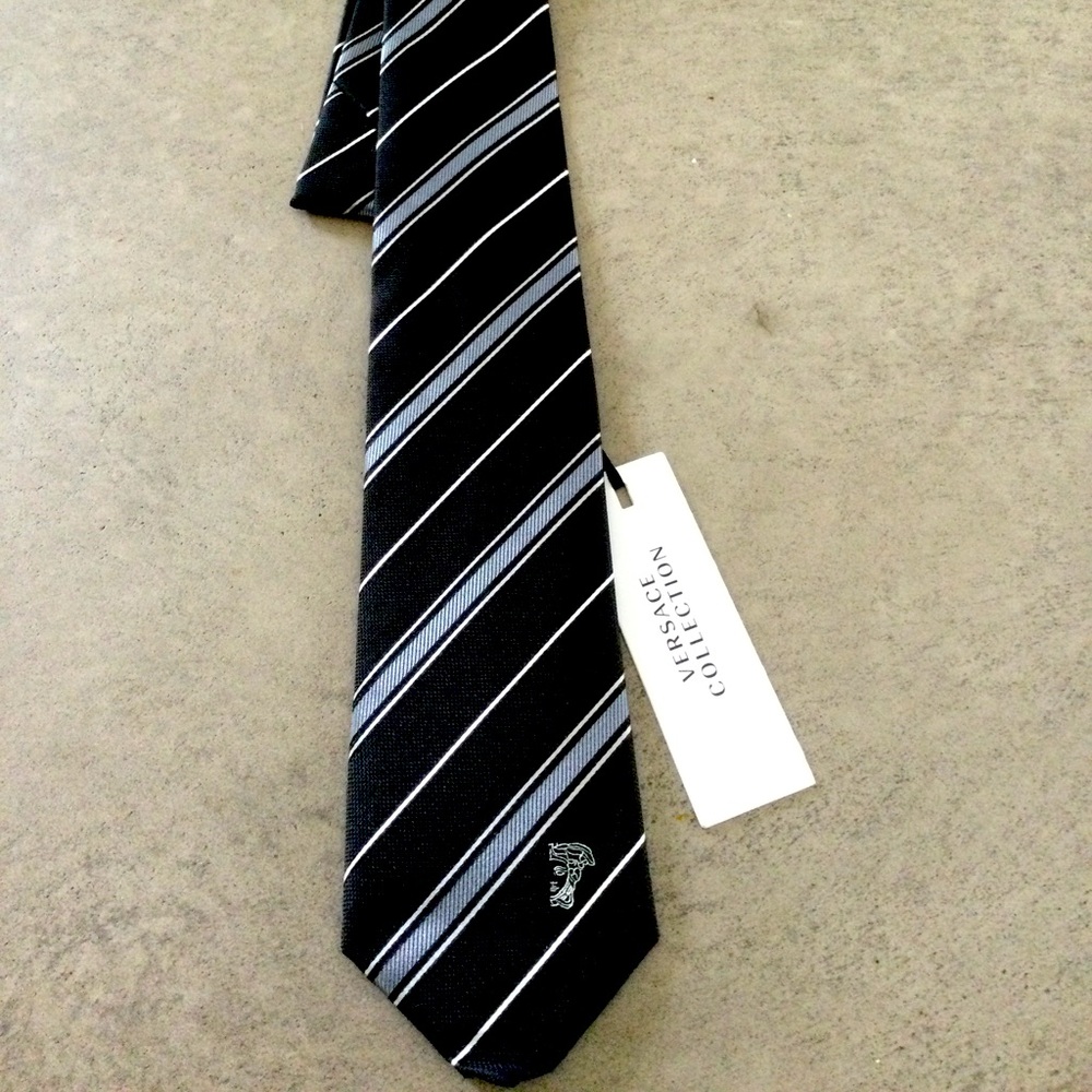 **AUTHENTIC Gianni Versace** Silk Striped Tie Versace Collection FREE SHIPPING